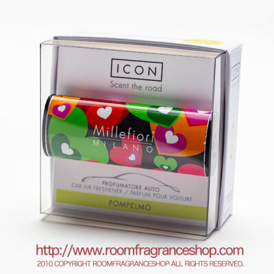 ミッレフィオーリ(Millefiori)[16CAR07] カーエアフレッシュナー ICON CUORI E FIORI 07 - グレープフルーツ(POMPELMO)
