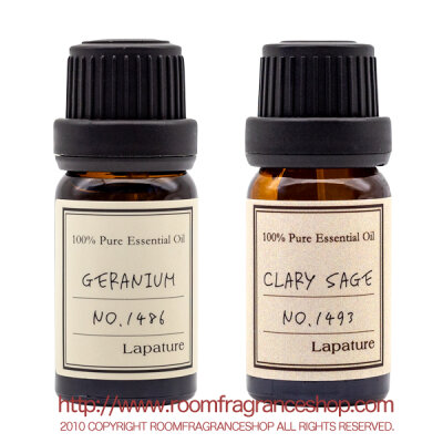 Lapature 100% PURE & NATURAL エッセンシャルオイル ゼラニウム10ml＋クラリセージ10ml 2本セット