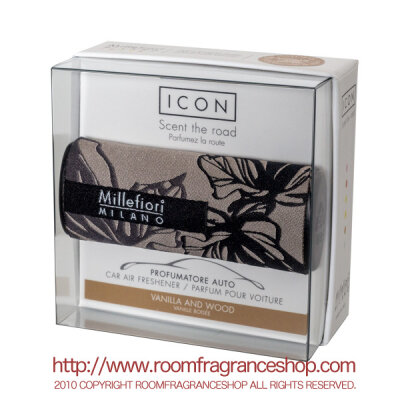 ミッレフィオーリ(Millefiori)[16CAR73] カーエアフレッシュナー  ICON TEXTILE FLORAL - バニラ＆ウッド(VANILLA & WOOD)